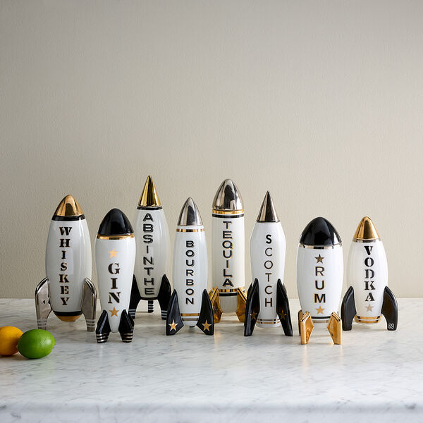 Rocket karaffel Whiskey, hvit/svart/gull, Jonathan Adler