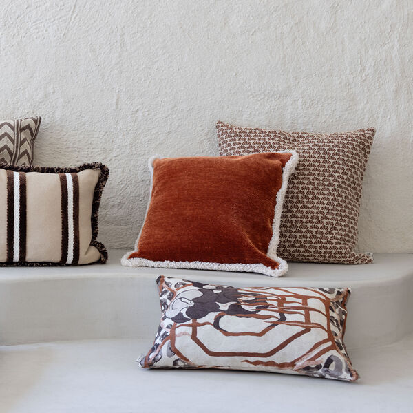 Frida daisy pute reverse 60x60, rust/ivory, Kitty Sablu