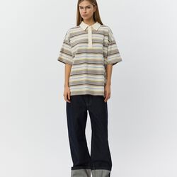 PilSW Oversize Striped Polo Shirt, off white striped, Sofie Schnoor