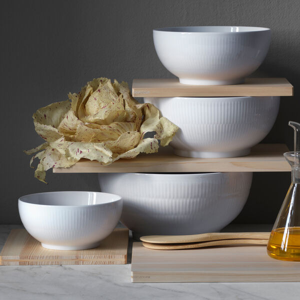 Hvit Riflet skål 110 cl, Royal Copenhagen