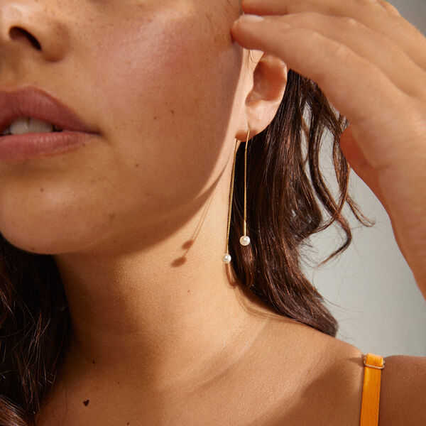 EUONIA Perlekjede-&oslash;reringer, gold, Pilgrim