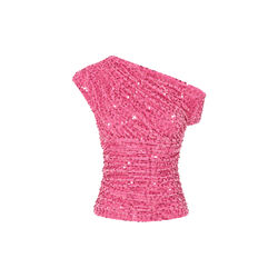 Rosalie Asymmetric sequin top, hot pink, N&uacute;noo