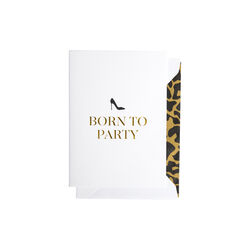 Born To Party kort, hvit/svart/gull, CARDSOME