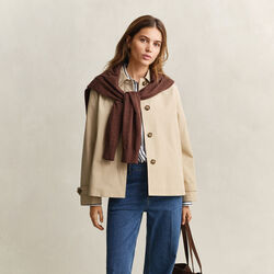 SHORT COTTON BLEND CAR COAT, oat beige, Gant
