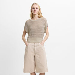 JADA METALLIC KNIT TOP, soft gold, French Connection