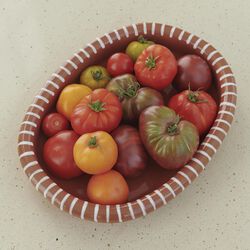 Barro Oval fat L, natural with stripes, HAY