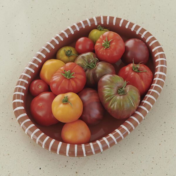 Barro Oval fat L, natural with stripes, HAY