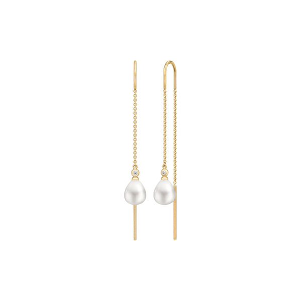 Tasha Chain Øreringer, gold/white pearl, Julie Sandlau