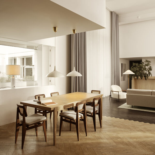 Gravity Table Lamp, white marble/canvas, GUBI