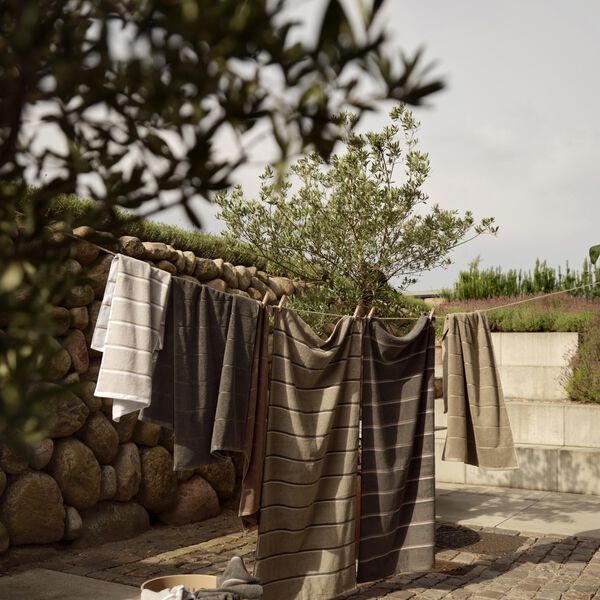 Sauna h&aring;ndkle, olive green/taupe/blue fog, Zone Denmark