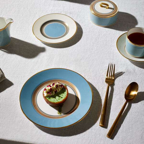 HELIA Plate, hvit og turkis/gull, Wedgwood