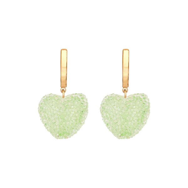 Jelly Heart Hoops, pistachio/gold, Crystal Haze