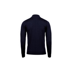 Halv zip kabelstrikk, navy, Stenströms