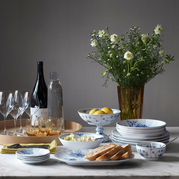 Musselmalt Halvblonde skål på fot 15,5 cm, Royal Copenhagen