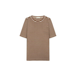 Striped rib t-shirt - Regenerative Organic Certified™ - GOTS/Vegan, dark brown stripe, KnowledgeCotton Apparel 