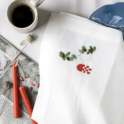 Juleserviett med julehjerte, hvit, Langkilde & Søn