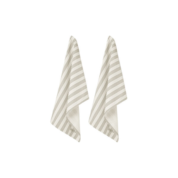 Kjøkkenhåndduk 2-pk, kremhvit med beige striper, Hellstrøm Items