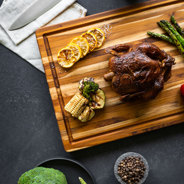 Skjærebrett med saftrille Stort, TeakHaus