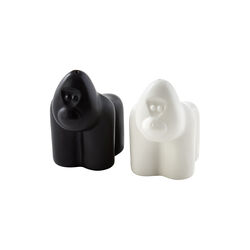 Gorilla salt og pepper b&oslash;sse, hvit/svart, Jonathan Adler