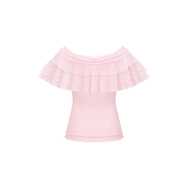 Juliette Ruffle offshoulder top, baby pink, N&uacute;noo