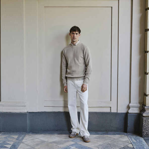 CFISAKSSON LS Crew Knit, island fossil, Casual Friday