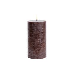 LED pillar candle, Brown, Rustic, 7,8x15 cm, Uyuni Lighting