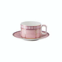 Signum tekopp med underkopp lav, rose, Rosenthal x Swarovski
