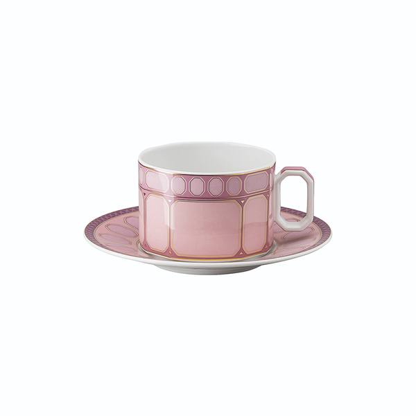 Signum tekopp med underkopp lav, rose, Rosenthal x Swarovski