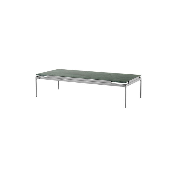 Sett LN12 Coffee Table, verde guatemala marble/dark chrome, &Tradition