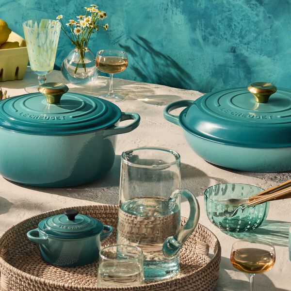 Signature st&oslash;pejern rund gryte &Oslash; 24 cm, bleu riviera, Le Creuset