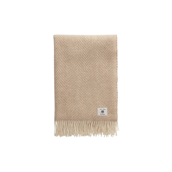 Herringbone ullpledd, taupe beige, Gant