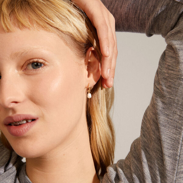 BERTHE resirkulerte perle hoop &oslash;reringer, gold, Pilgrim