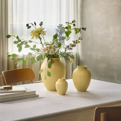 Knabstrup vase ripple, gul, Knabstrup Keramik