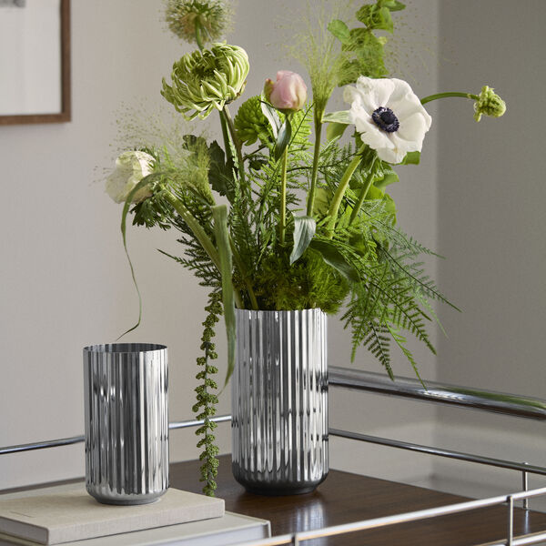 Lyngby Vase 20,5 cm, rustfritt st&aring;l, Lyngby Porcel&aelig;n