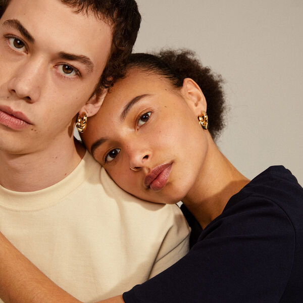 IOKASTE resirkulerte chunky hoops &oslash;reringer, gullbelagt, Pilgrim