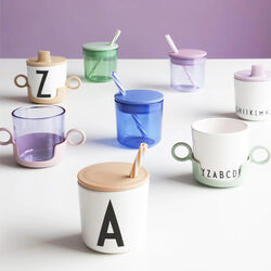 Lokk med sugerør for Eco kids kopper & glass, beige, Design Letters