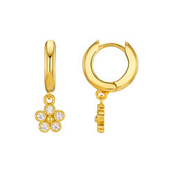 Crystal Flower Hoop Earrings, pale gold, Orelia