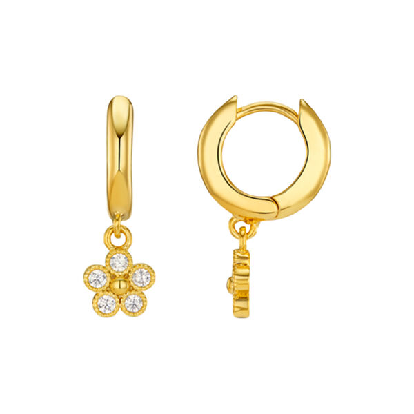 Crystal Flower Hoop Earrings, pale gold, Orelia