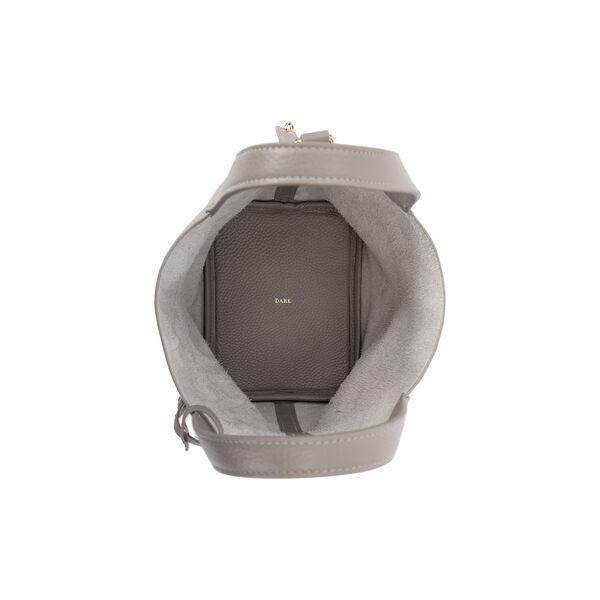 Leather Bucket Bag Mini, warm taupe, DARK department