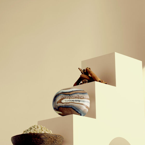 Brun Ris s&aring;pestykke m/tr&aring;d, Stone Soap Spa