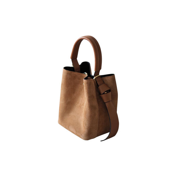 Bøtteveske semsket skinn, cognac, 7 DAYS