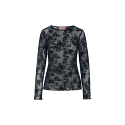 Henry Mesh Blouse, black floral, HUNK&Oslash;N