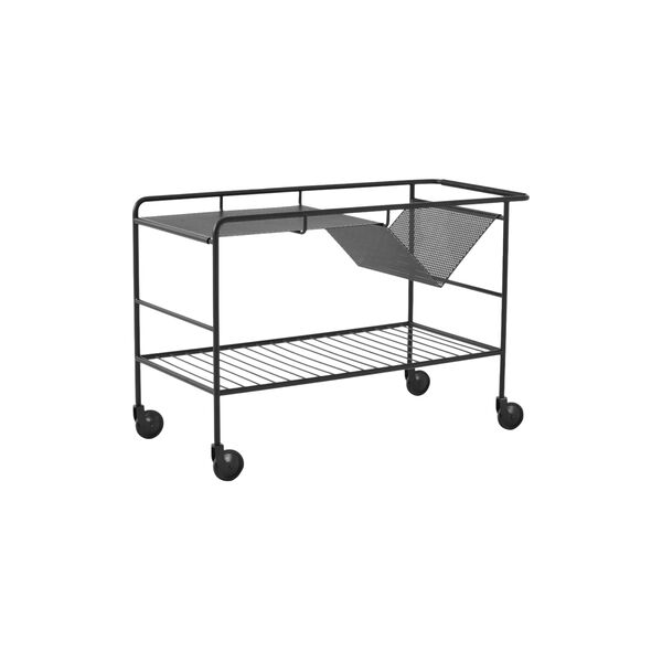 Alima NDS1 trolley, matt black/lacquered walnut, &Tradition
