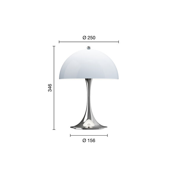 Panthella 250 Portable bordlampe, chrome opal blue grey, Louis Poulsen