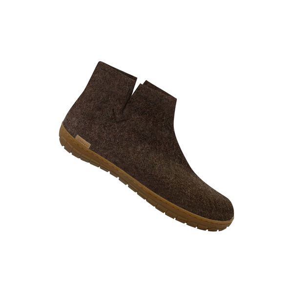 Ankelst&oslash;vel i filt med naturgummis&aring;le, brun, Glerups