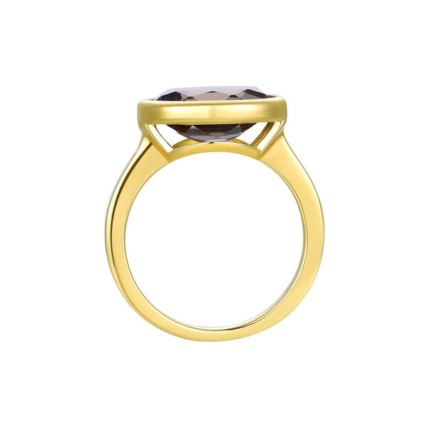 Selene Bezel Solitaire Ring, gold/smokey quartz, Nila Noor