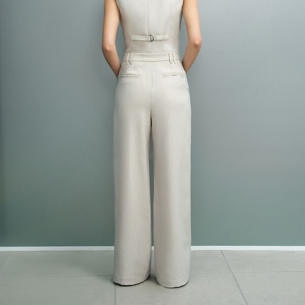 MISHA SUITING PLEATED WIDE LEG TROUSER, stone neutral, French Connection