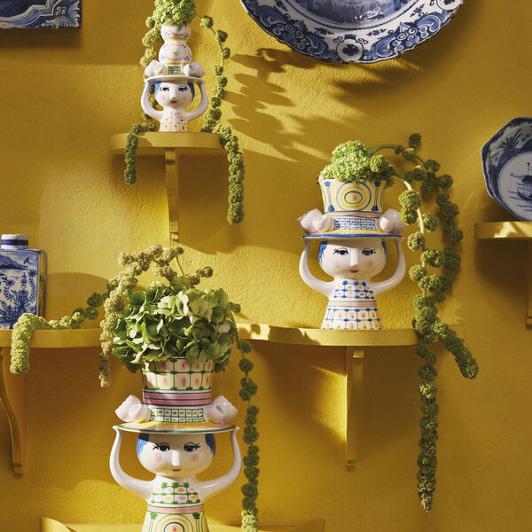 Lady with Hat vase, bl&aring;, Bj&oslash;rn Wiinblad