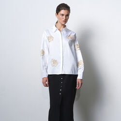 ALEXIS EMBELLISHED SHIRT, linen white gold, French Connection