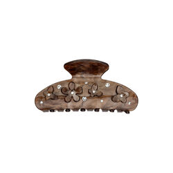 Flower/Butterfly H&aring;rklemme, chocolate brown w/crystal, DARK department